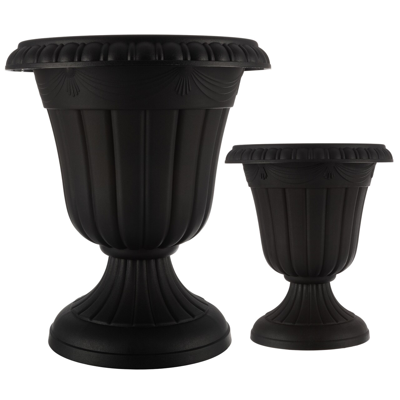 Pure Garden Outdoor Planter Set 2-Pack Large Small Plastic Urn Planters White